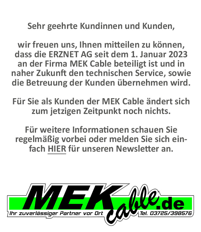 Erznet beteiligt sich an MEK Cable